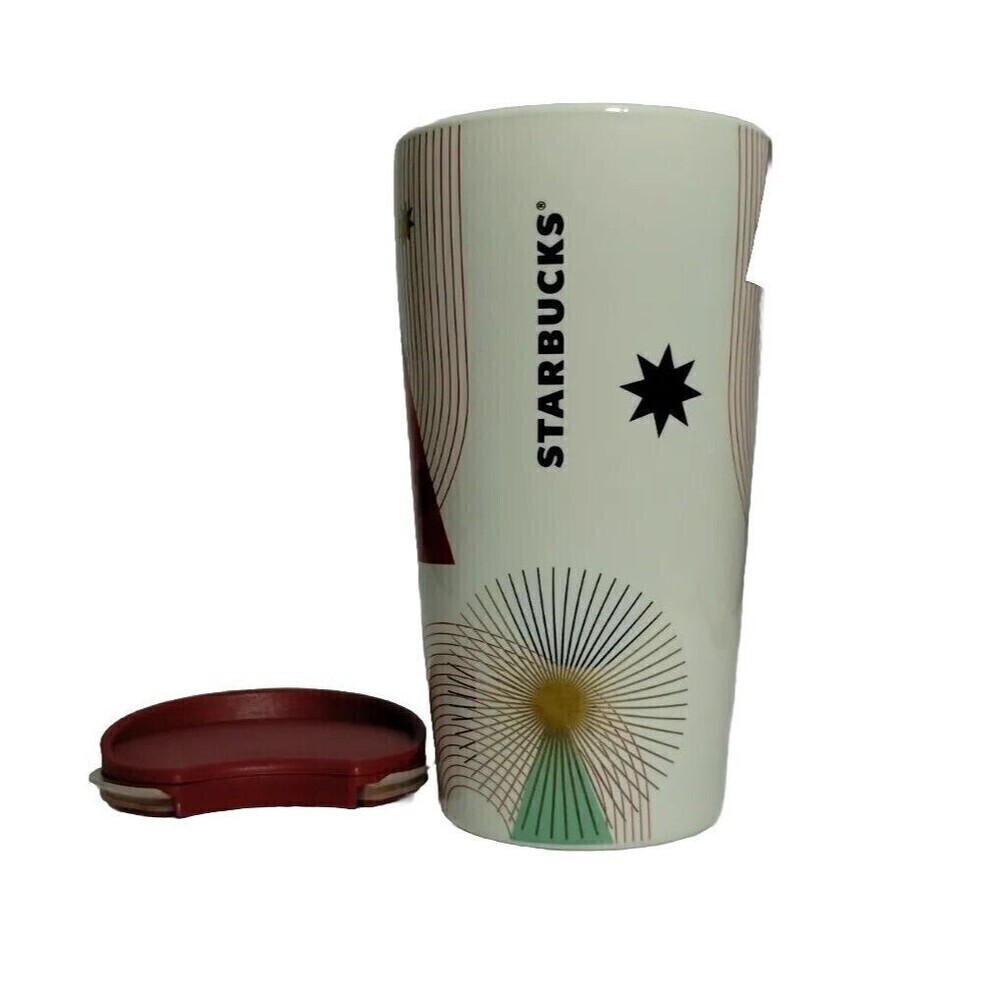 Starbucks Christmas Tree Star Holiday 2020 Double Wall Ceramic Tumbler Mug 12 Oz